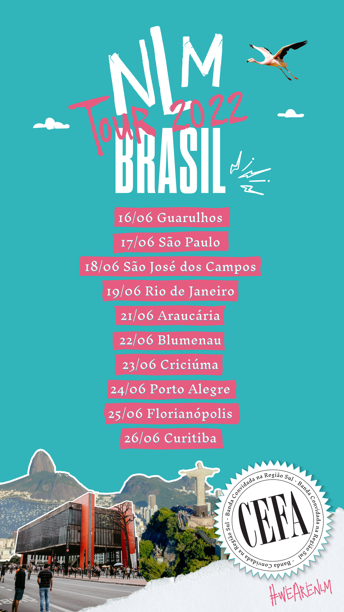 CARTAZ com todas as datas da tour